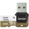 photo Lexar MicroSDXC 64 Go Professional UHS-II 1000x (150 MB/s) + lecteur de carte USB 3.0 