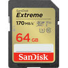 Cartes mémoires SanDisk SDXC 64 Go Extreme 170 Mo/s UHS-I U3 V30