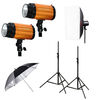 Têtes flash studio Godox Kit 2 Flashs Mini Pioneer 250 avec parapluie